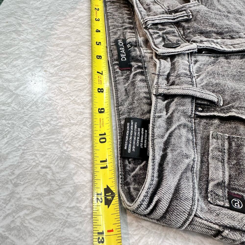 Dear John Rough Hem Stonewashed Black + White Straight Leg Jeans Size 25 - Picture 9 of 16